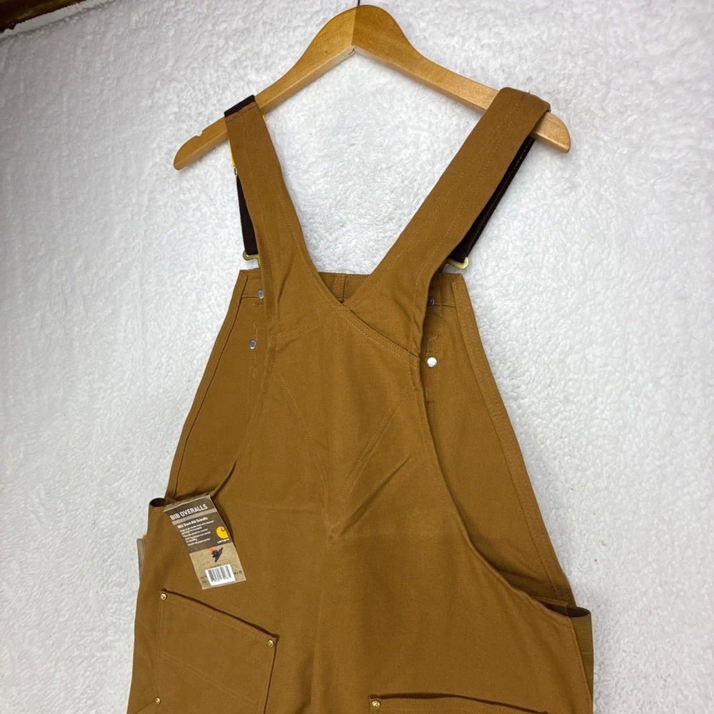 Carhartt R01 Duck Bib Overalls Double Front Chap Knee Pads Mens 38x28 NWT NOS - Picture 11 of 16